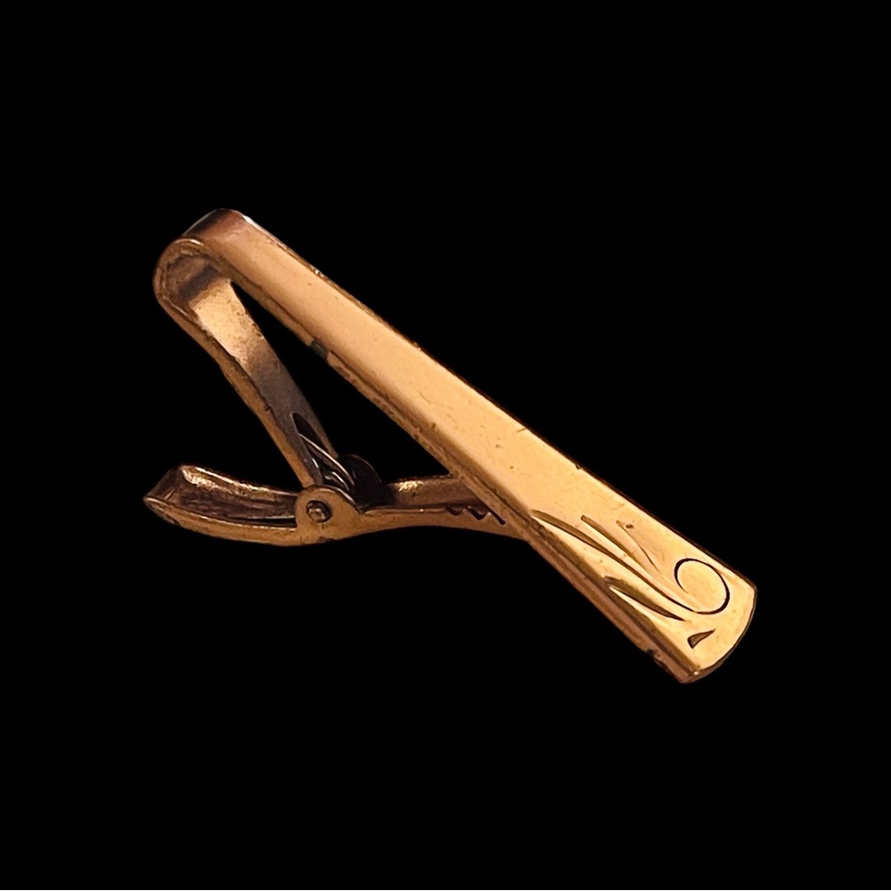 Retro Vintage MCM Etched Copper Tie Clip Clasp Nice Gift